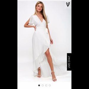 NWT | LULU’S | MAGIC MOMENT WHITE WRAP MAXI DRESS